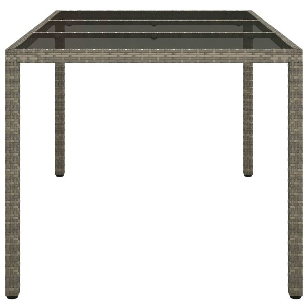 Szürke polyrattan és edzett üveg kerti asztal 150 x 90 x 75 cm
