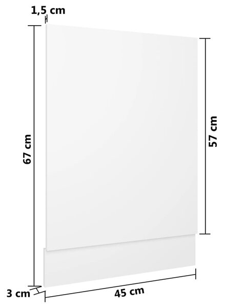 “Lyon” fehér szerelt fa mosogatógép-panel 45 x 3 x 67 cm