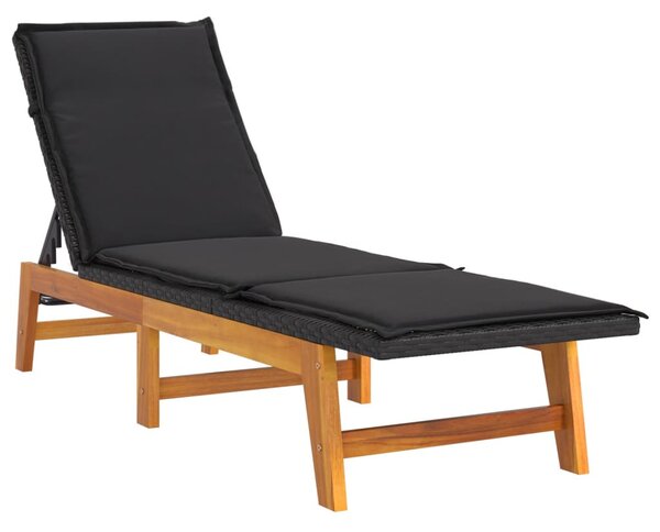 Polyrattan és tömör akácfa napágy párnával