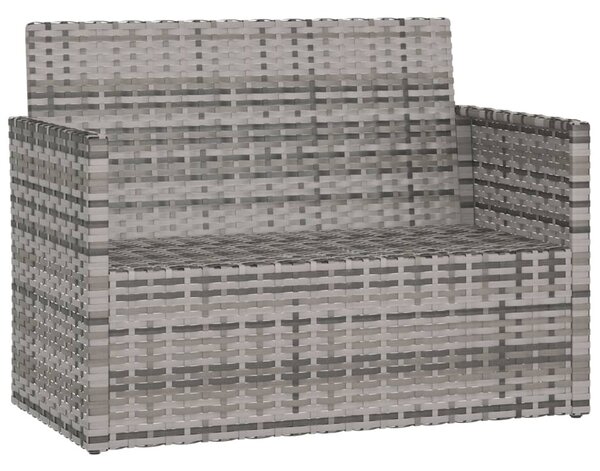 Szürke polyrattan kerti pad párnákkal 105 cm