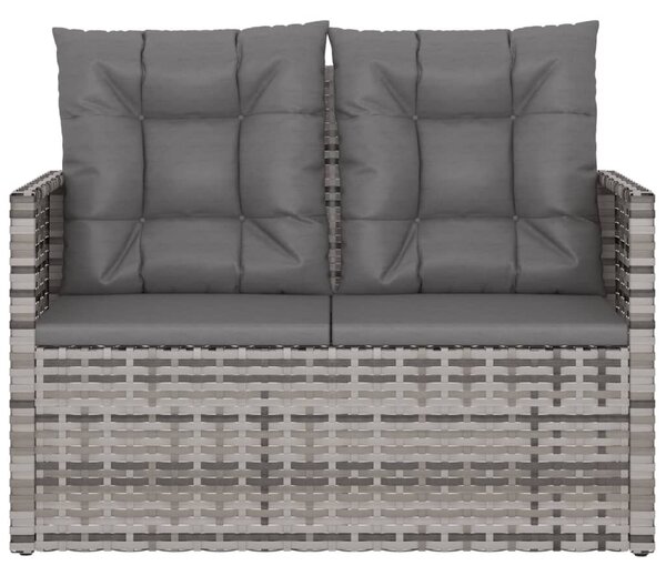 Szürke polyrattan kerti pad párnákkal 105 cm