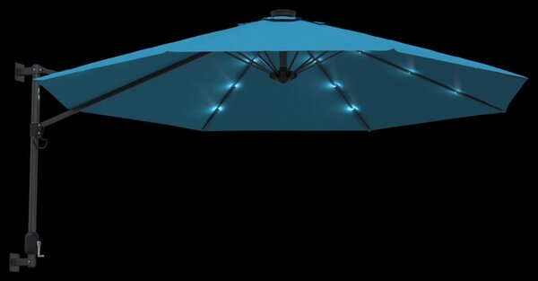 Tengerkék LED-es falra szerelhető napernyő 290 cm
