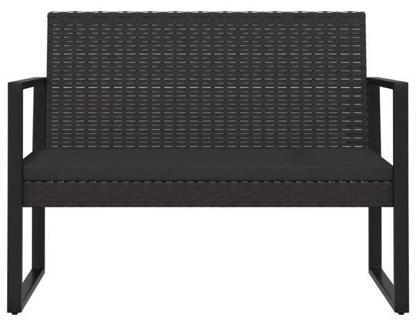 Fekete polyrattan kerti pad párnákkal 106 cm