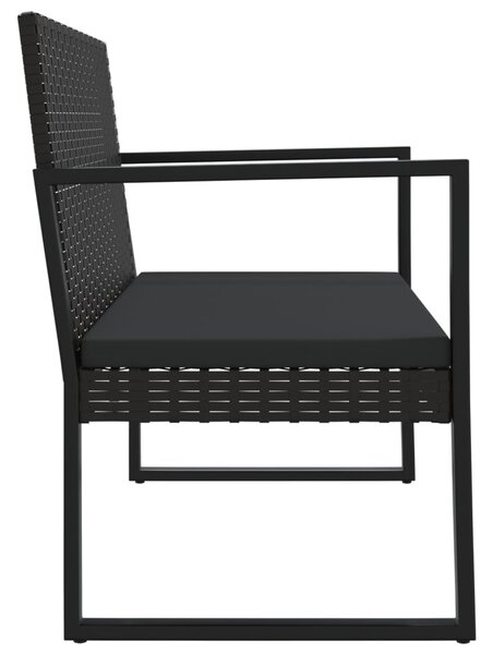 Fekete polyrattan kerti pad párnákkal 106 cm