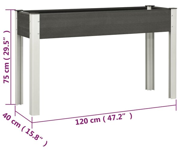 VidaXL szürke WPC kerti magaságyás 120 x 40 x 75 cm