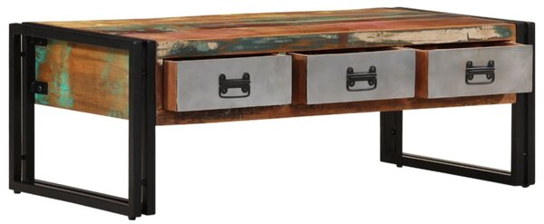 3-fiókos újrahasznosított fa dohányzóasztal 100 x 50 x 35 cm