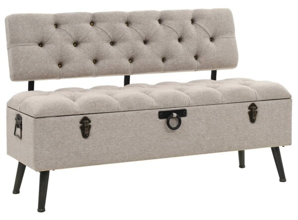 Krémszínű szövet tárolópad háttámlával 110 cm