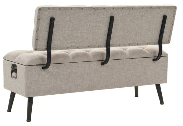 Krémszínű szövet tárolópad háttámlával 110 cm