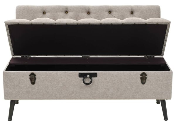Krémszínű szövet tárolópad háttámlával 110 cm