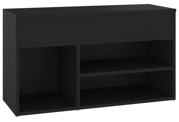 Fekete szerelt fa cipőtároló pad 80 x 30 x 45 cm
