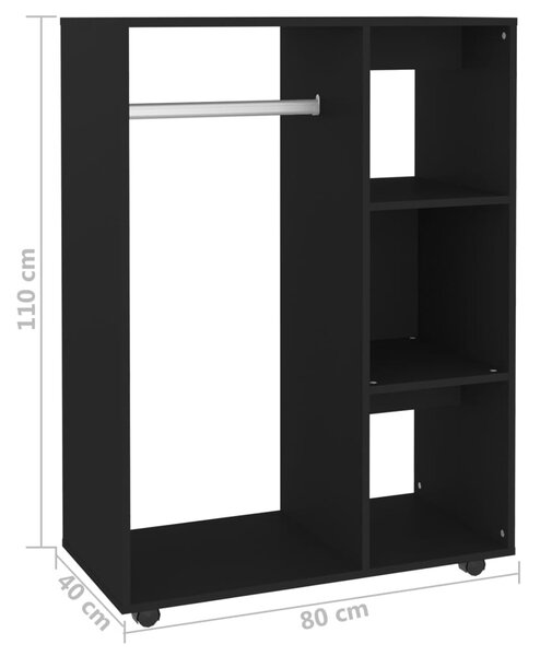 Fekete szerelt fa ruhásszekrény 80 x 40 x 110 cm