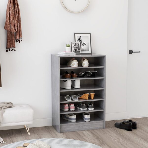 Betonszürke szerelt fa cipősszekrény 60 x 35 x 92 cm