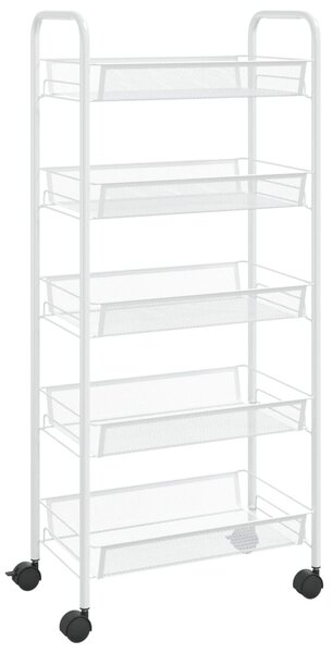 5 szintes fehér vas konyhai kerekes kocsi 46 x 26 x 105 cm