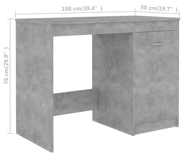 Betonszürke szerelt fa íróasztal 140 x 50 x 76 cm