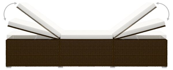 3 részes barna polyrattan kerti napozóágy szett asztallal
