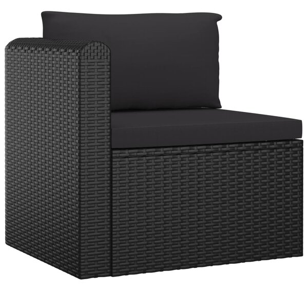 9 részes fekete polyrattan kerti társalgószett párnákkal