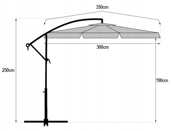Összecsukható kerti napernyő ARCADIA 300 cm, szürke