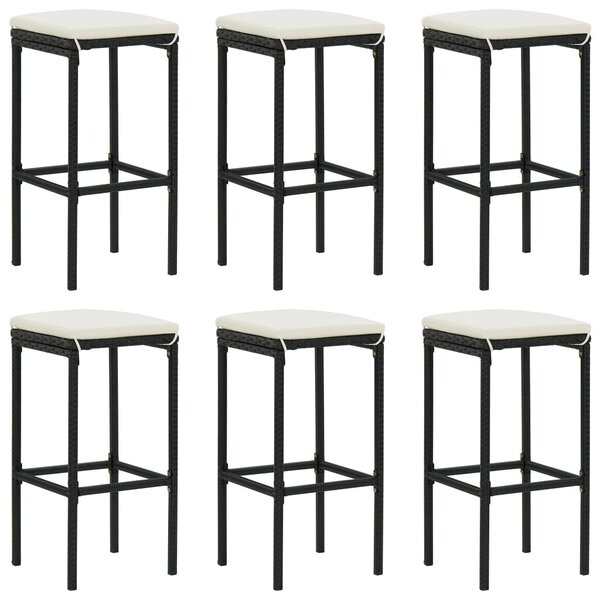 8 részes fekete polyrattan kerti bárszett párnával