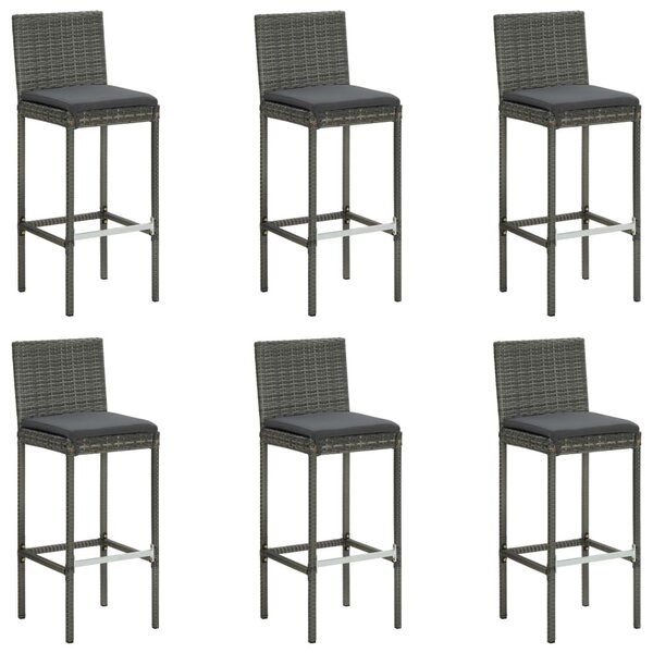 7 darabos szürke polyrattan kerti bárszett párnákkal