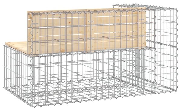 Tömör fenyőfa gabion kerti pad 122x71x65,5 cm