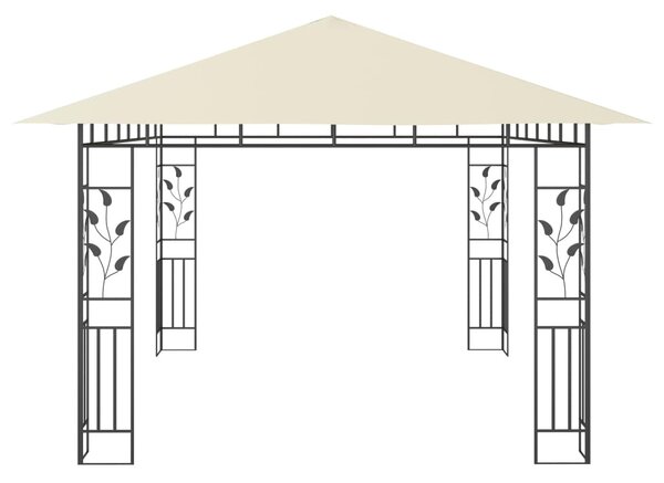 Krémszínű pavilon szúnyoghálóval/LED fényfüzérrel 4x3x2,73 m
