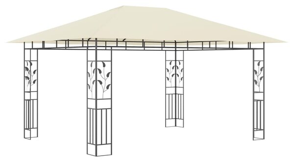 Krémszínű pavilon szúnyoghálóval/LED fényfüzérrel 4x3x2,73 m