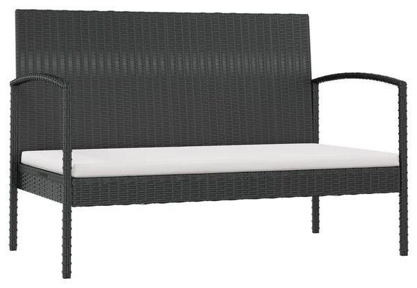 16 részes fekete polyrattan kerti ülőgarnitúra párnákkal