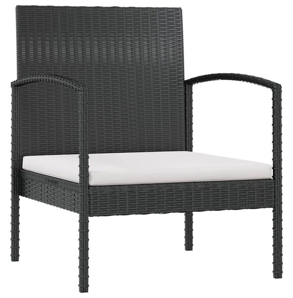16 részes fekete polyrattan kerti ülőgarnitúra párnákkal