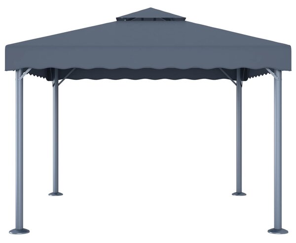 Antracitszürke alumíniumpavilon LED fényfüzérrel 300 x 300 cm