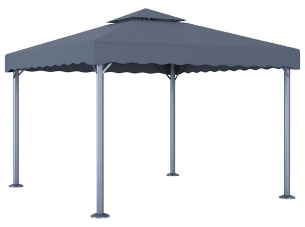 Antracitszürke alumíniumpavilon LED fényfüzérrel 300 x 300 cm