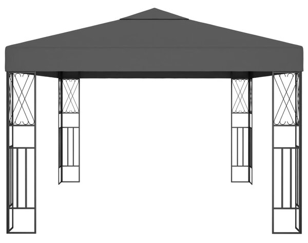 Antracitszürke szövet pavilon LED fényfüzérrel 3 x 4 m