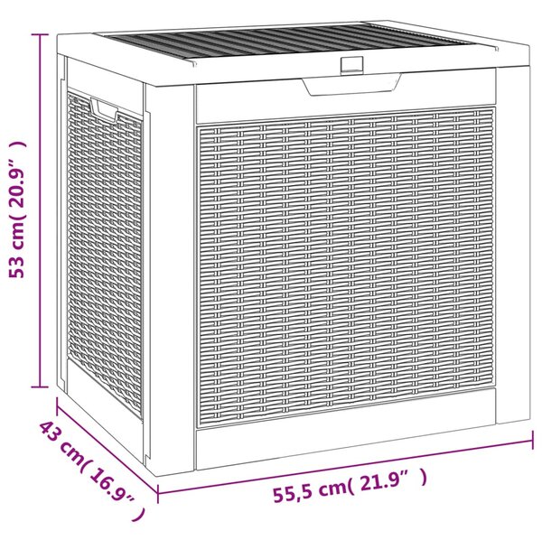 VidaXL világosbarna polipropilén kerti tárolóláda 55,5x43x53 cm