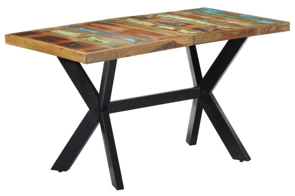 Tömör újrahasznosított fa étkezőasztal 140 x 70 x 75 cm
