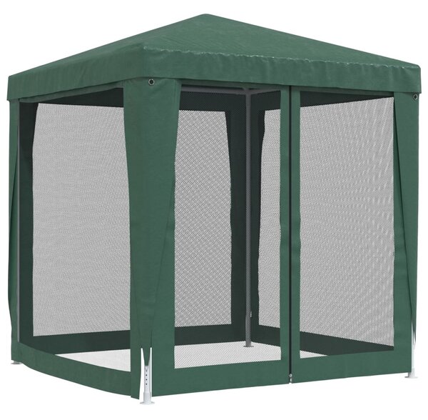 Zöld HDPE rendezvénysátor 4 hálós oldalfallal 2 x 2 m