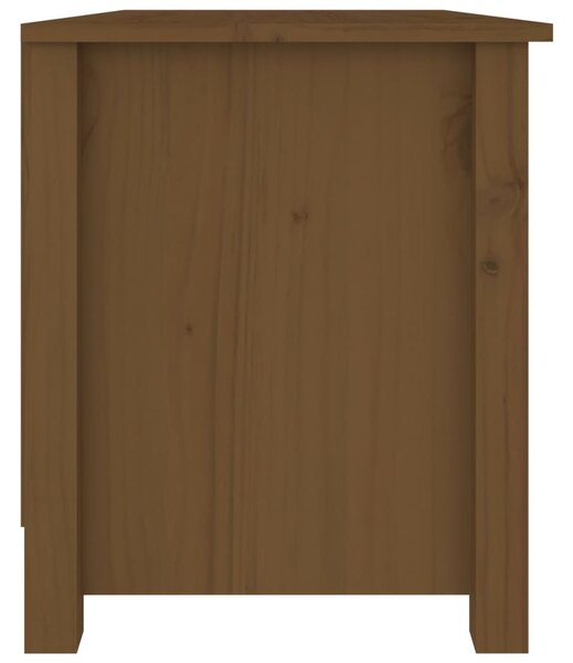 Mézbarna tömör fenyőfa cipőtároló pad 70x38x45,5 cm