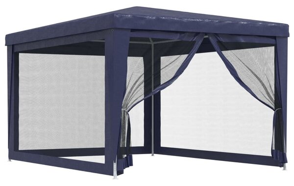 Kék HDPE rendezvénysátor 4 hálós oldalfallal 3x4 m