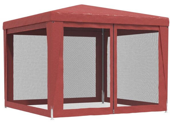 Piros HDPE rendezvénysátor 4 hálós oldalfallal 3x3 m