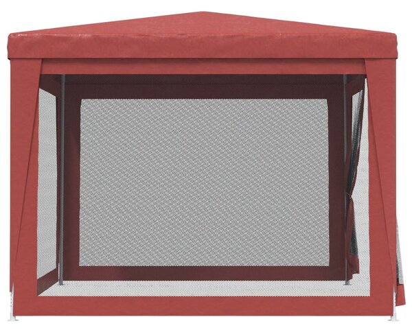 Piros HDPE rendezvénysátor 4 hálós oldalfallal 3x3 m
