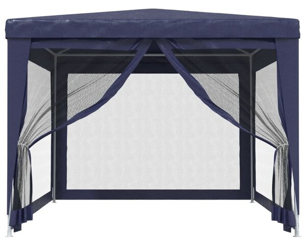 Kék HDPE rendezvénysátor 4 hálós oldalfallal 3x4 m