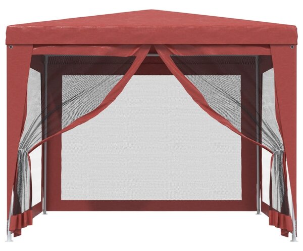 Piros HDPE rendezvénysátor 4 hálós oldalfallal 3x3 m