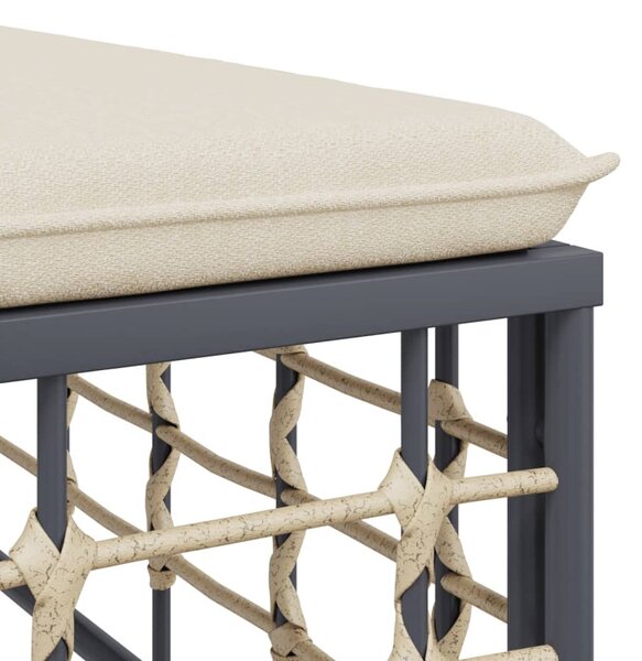 Polyrattan kerti lábtartó bézs párnával