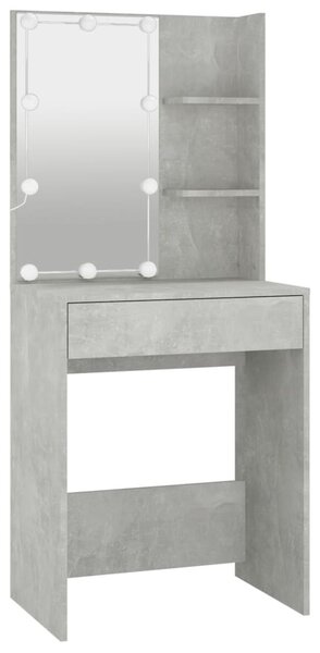 Betonszürke fésülködőasztal LED-del 60x40x140 cm