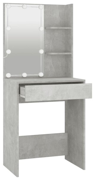 Betonszürke fésülködőasztal LED-del 60x40x140 cm