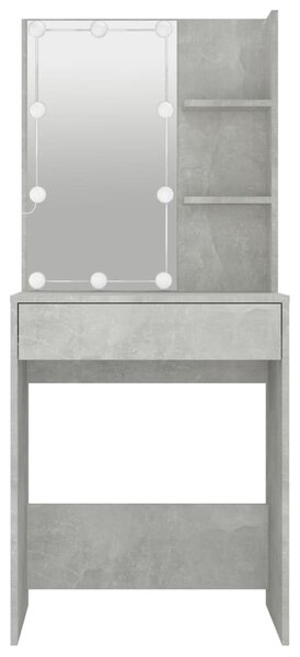 Betonszürke fésülködőasztal LED-del 60x40x140 cm