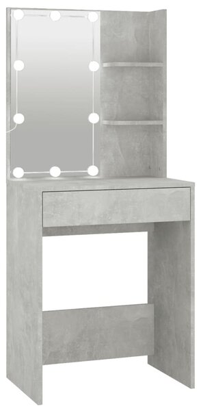 Betonszürke fésülködőasztal LED-del 60x40x140 cm