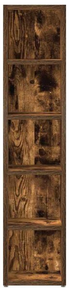 2 db füstös tölgy színű szerelt fa CD-szekrény 21x16x93,5 cm