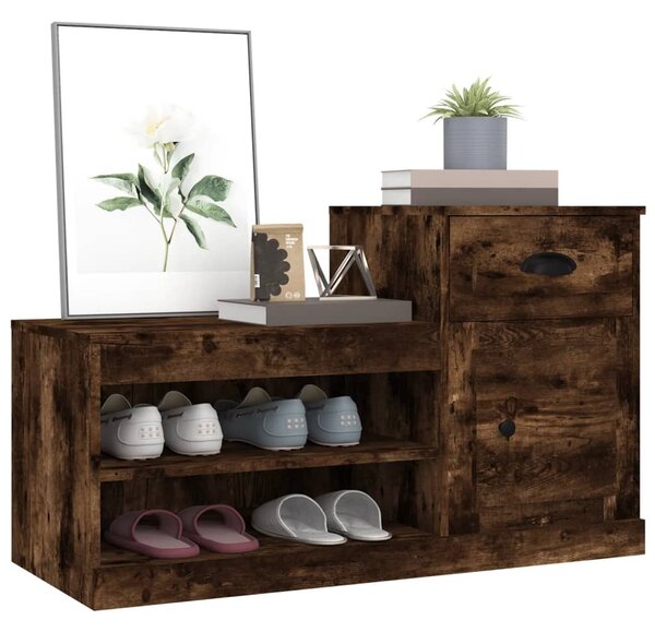 Füstös tölgy színű szerelt fa cipősszekrény 100x42x60 cm