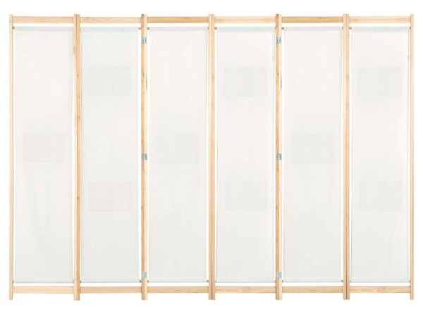 Krémszínű 6-paneles szövetparaván 240 x 170 x 4 cm
