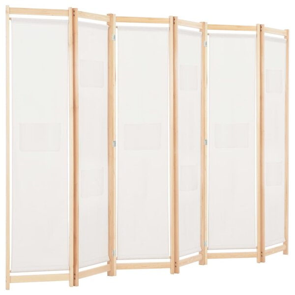 Krémszínű 6-paneles szövetparaván 240 x 170 x 4 cm