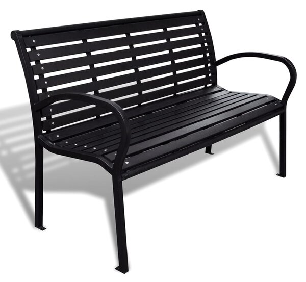 Fekete acél és WPC kerti pad 125 cm
